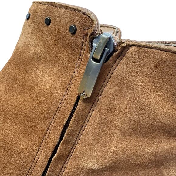 SAM EDELMAN | Rudie Brown Leather Fringe & Studded Ankle Booties 9m side zip - Picture 13 of 15